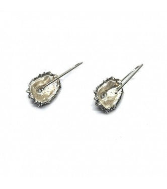 E000916 Genuine Sterling Silver Earrings Sea Shells Solid Hallmarked 925 Handmade